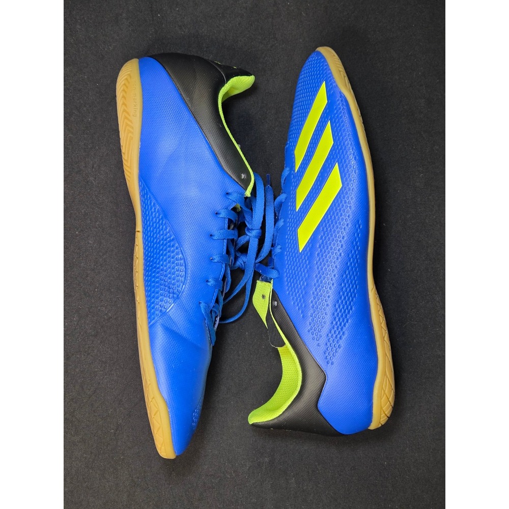 Adidas X 18.4 IN Indoor Soccer Shoes Blue Solar Yellow DB2482 Mens 12